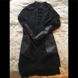 Banana Republic Leather Accent Long Cardigan
